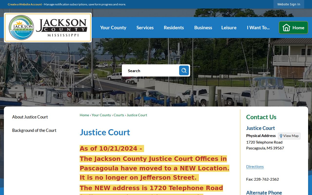 Jackson County Justice Court official page