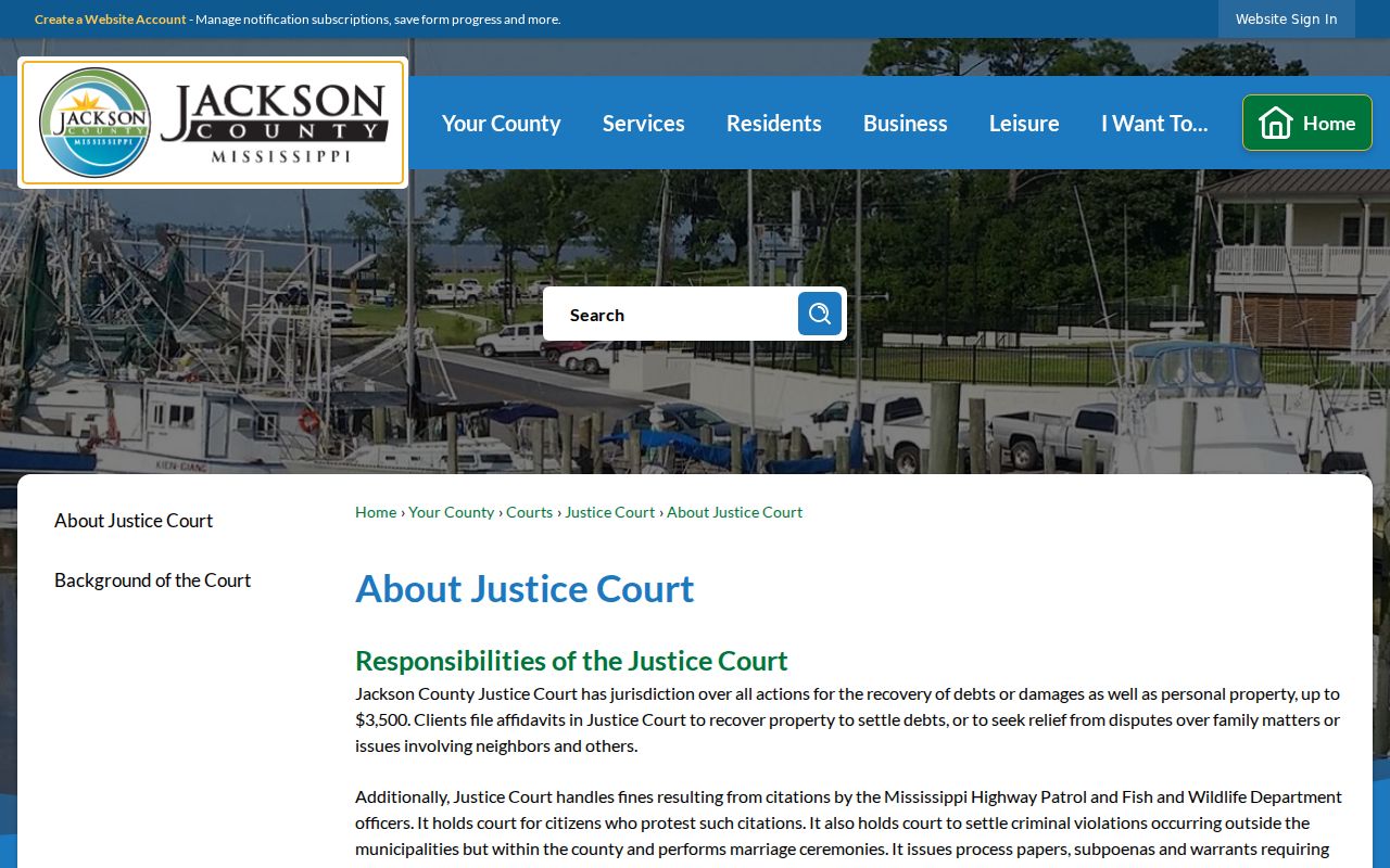 Jackson County Justice Court process information