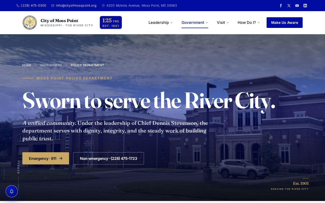 Moss Point Police Department official contact page